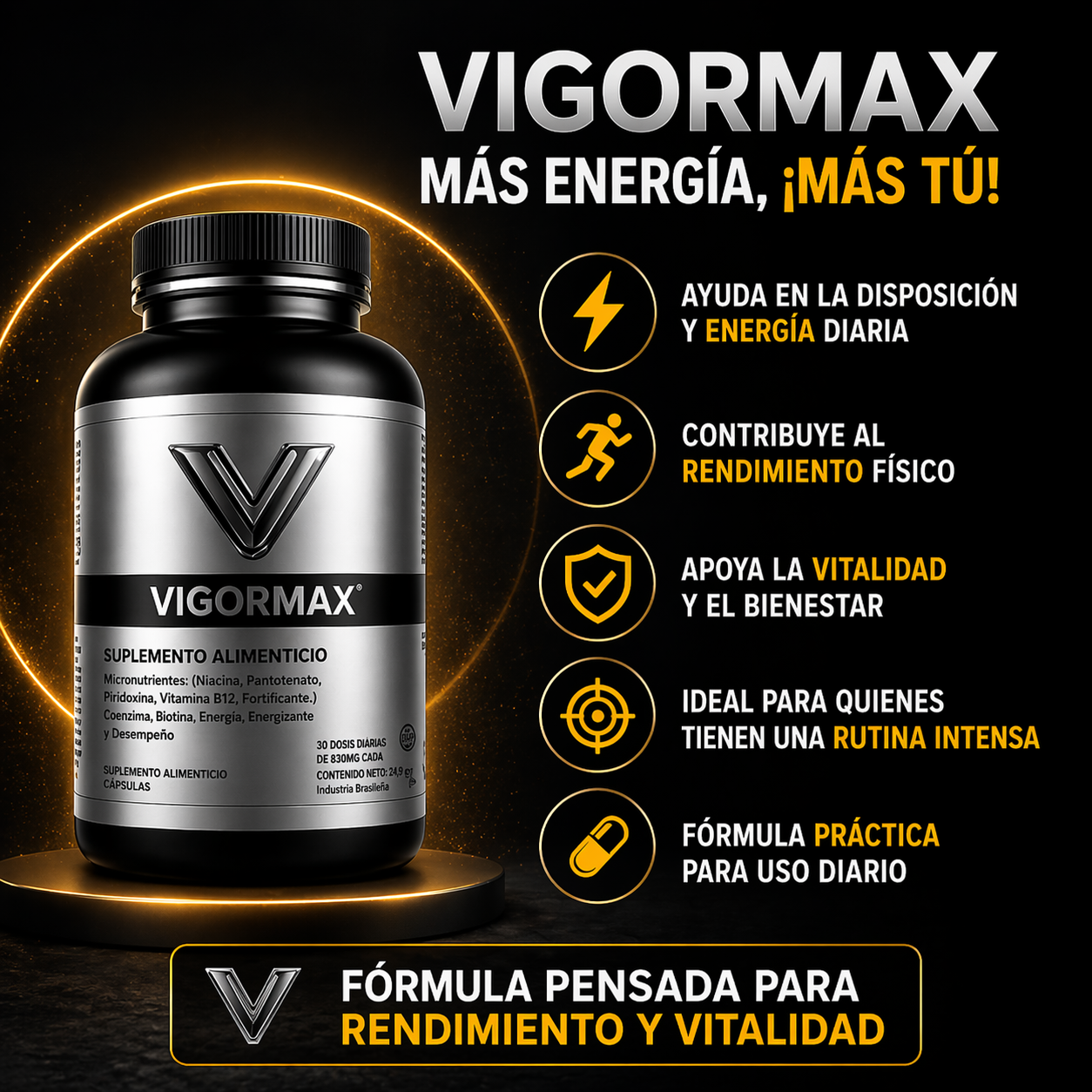 Vigor Max Vitalidad y el Bienestas Masculino COMPRA 2 Y LLEVE 3 + Envío Gratis