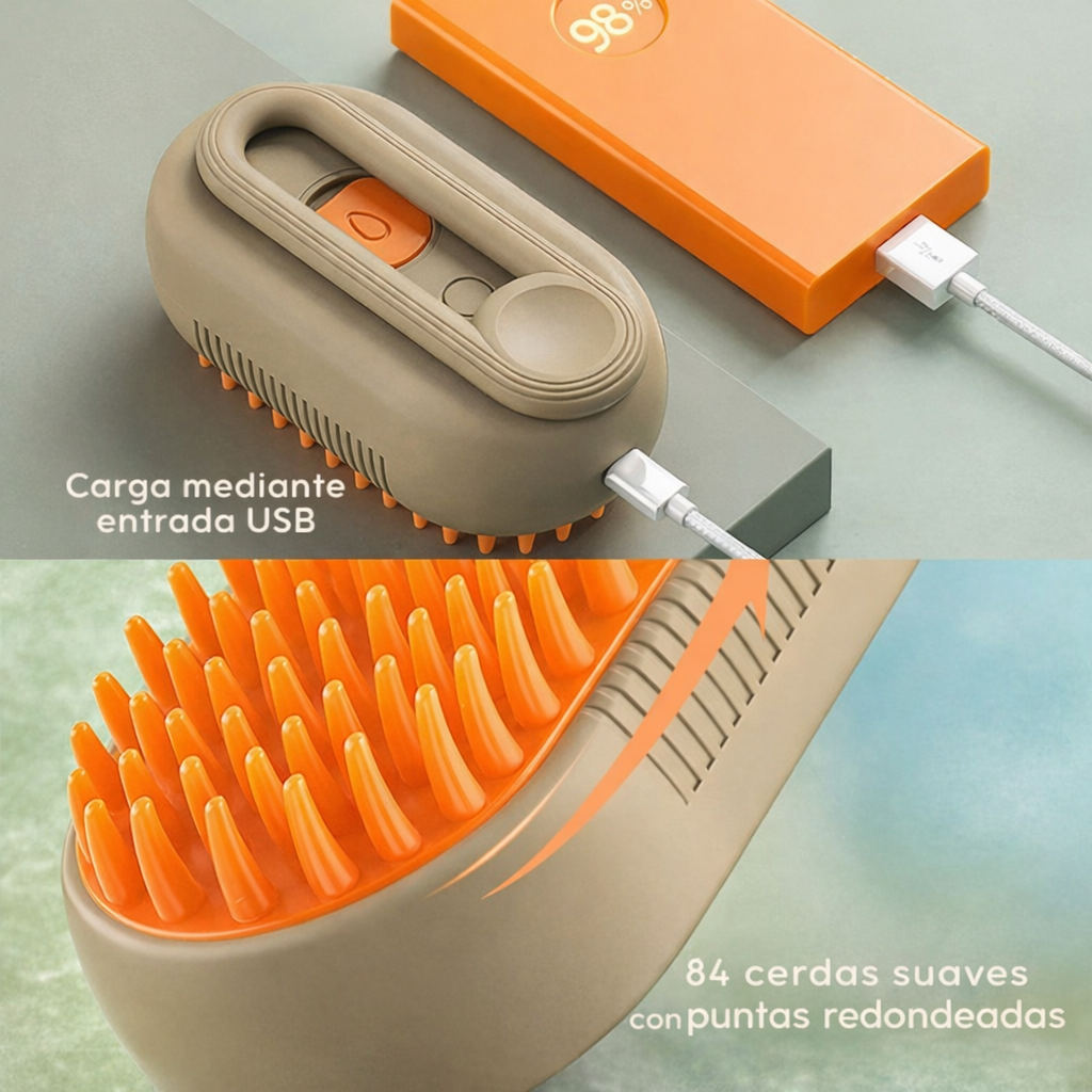Cepillo Profesional para Mascotas con Sistema de Limpieza Automática 3 em 1